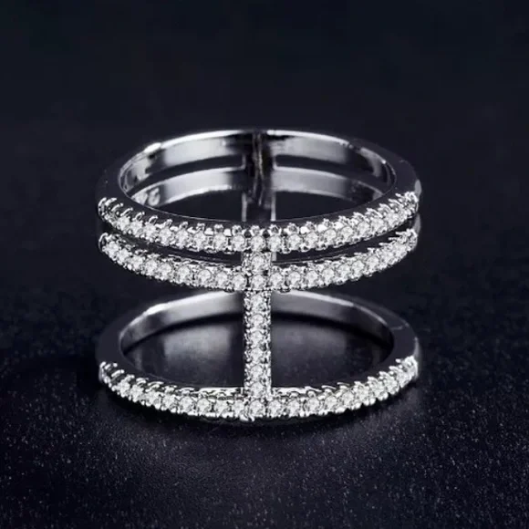 STERLING SILVER ENGAGEMENT BAND RING - Picture 2 of 4